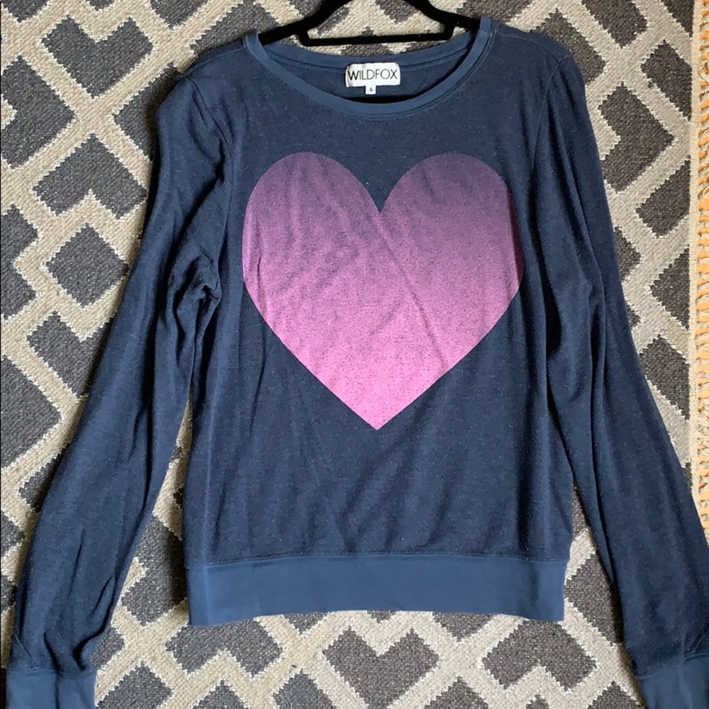 💗Wildfox Navy Sweatshirt with Pink Heart💗